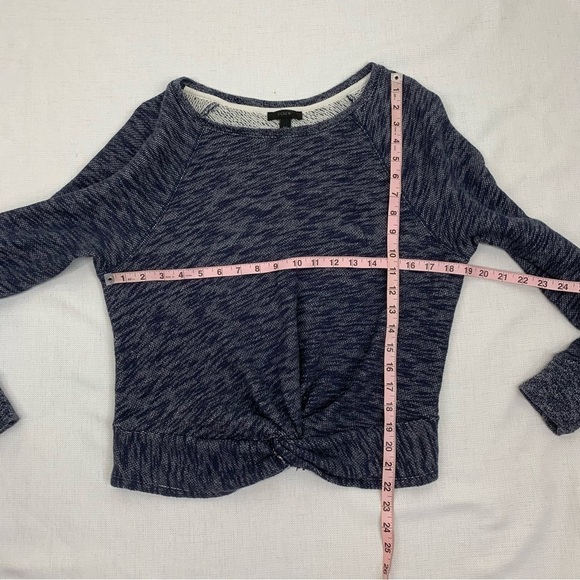 J. Crew S/M Navy Blue Twist Front Long Sleeve Sweatshirt - Picture 10 of 11